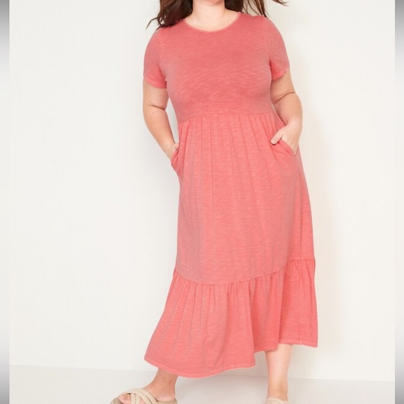 NEW WHITE OLD NAVY Swing MIDI 2x Plus size Dress tiered - Picture 1 of 7